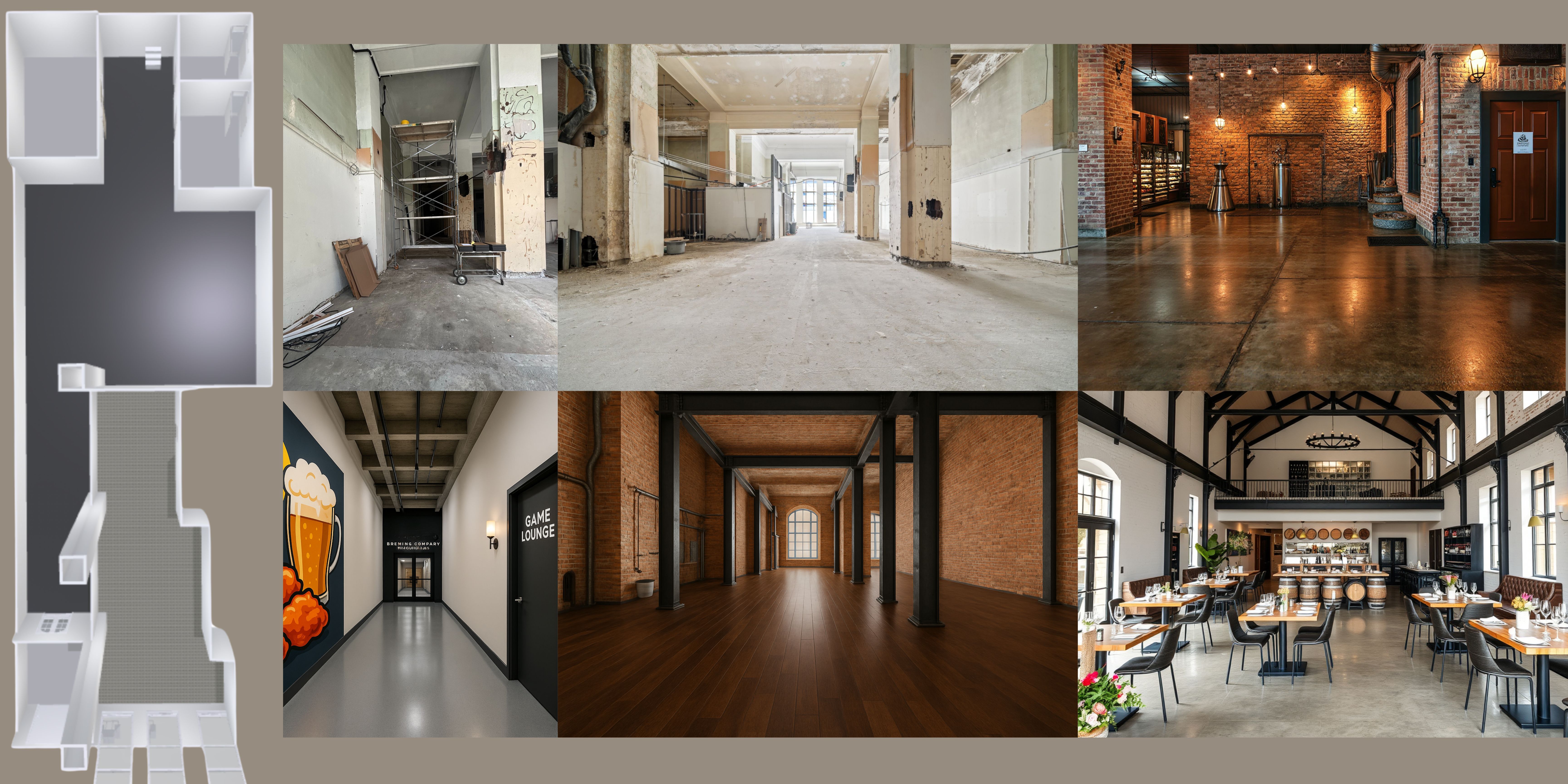 digital renderings of various commercial interiors